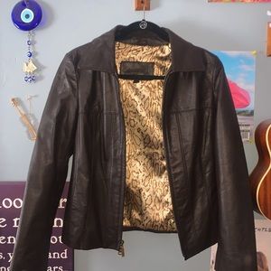 GUESS Leather Jacket, Brown, S/P
